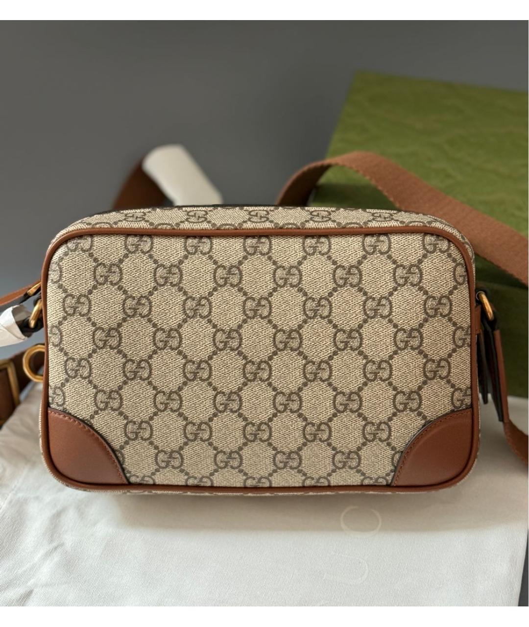 GUCCI Бежевая кожаная сумка через плечо, фото 2