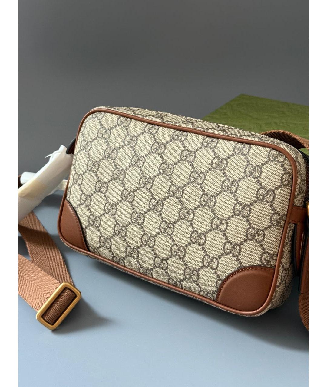 GUCCI Бежевая кожаная сумка через плечо, фото 5