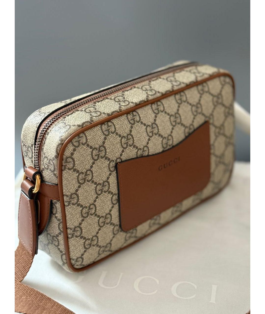 GUCCI Бежевая кожаная сумка через плечо, фото 8