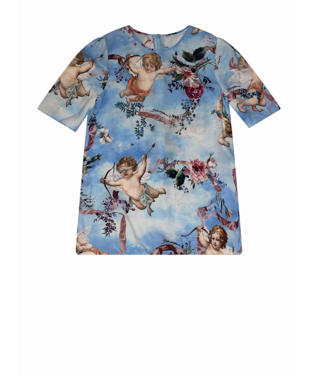 DOLCE&GABBANA Голубая шелковая футболка, фото 1