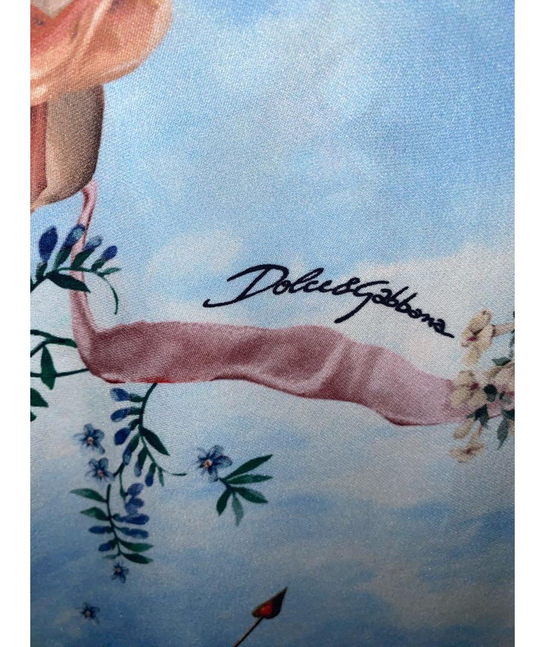 DOLCE&GABBANA Голубая шелковая футболка, фото 4