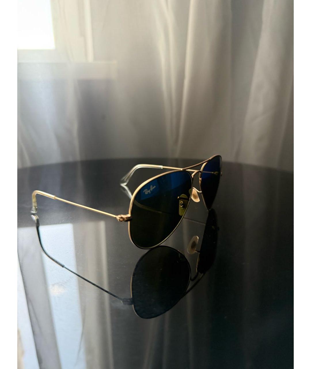 RAY BAN Золотые металлические солнцезащитные очки, фото 2