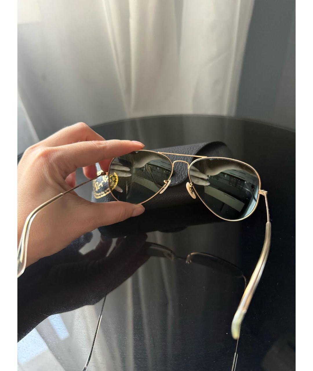 RAY BAN Золотые металлические солнцезащитные очки, фото 6