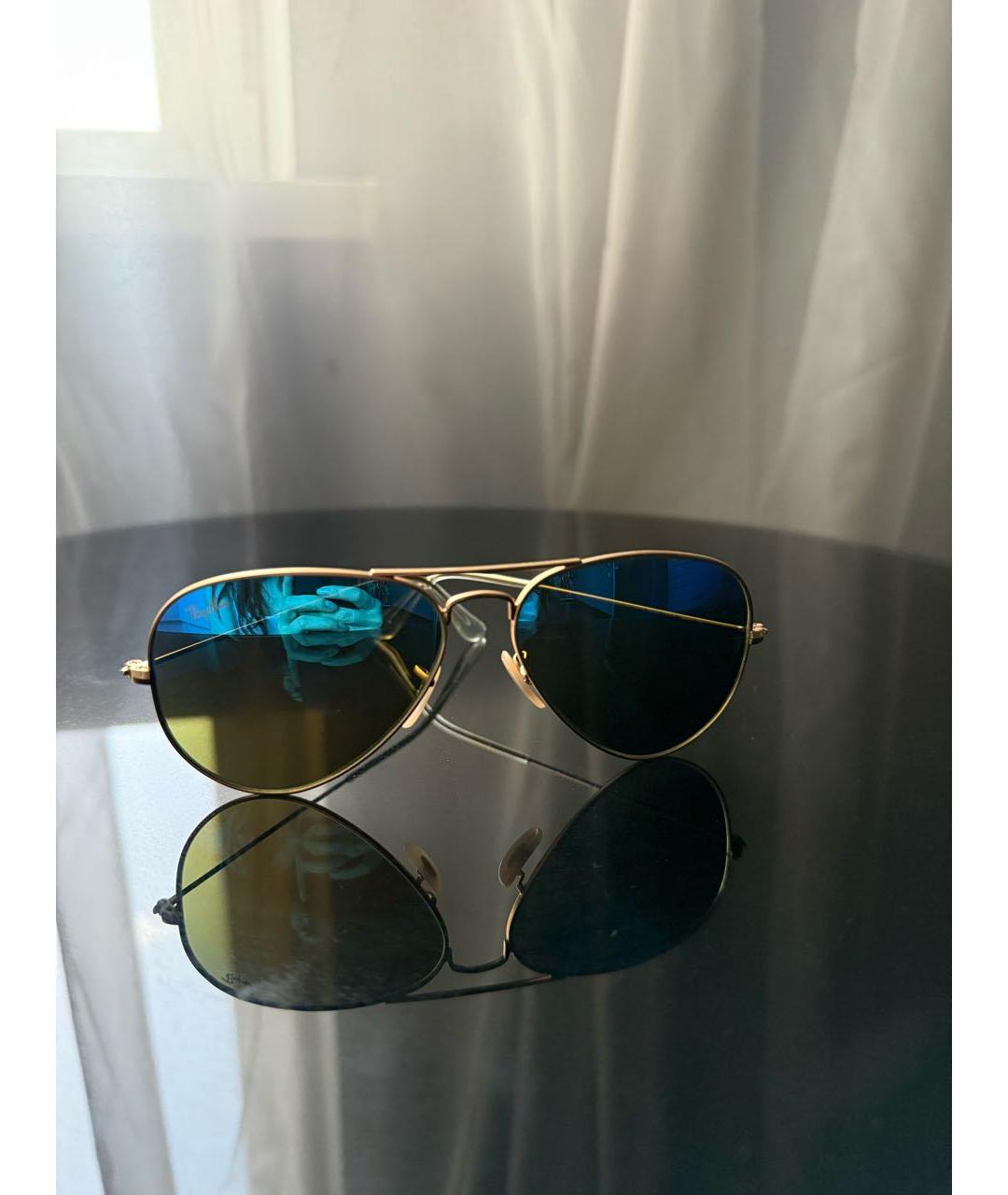 RAY BAN Золотые металлические солнцезащитные очки, фото 7