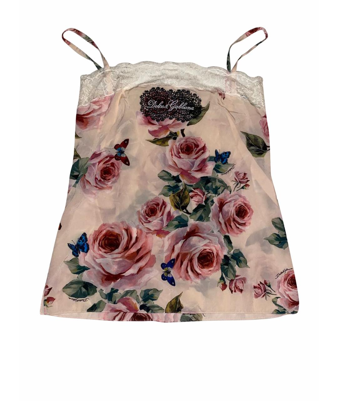 DOLCE&GABBANA Розовая шелковая майка, фото 1
