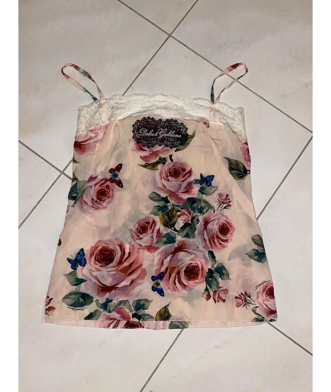 DOLCE&GABBANA Розовая шелковая майка, фото 4