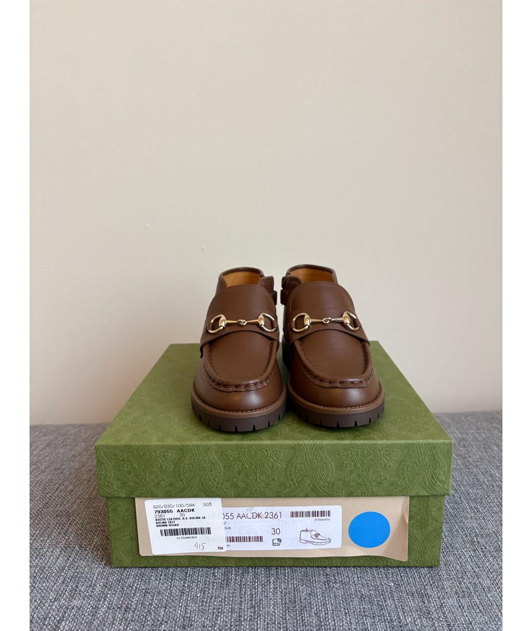 GUCCI KIDS Коричневые кожаные ботинки, фото 5