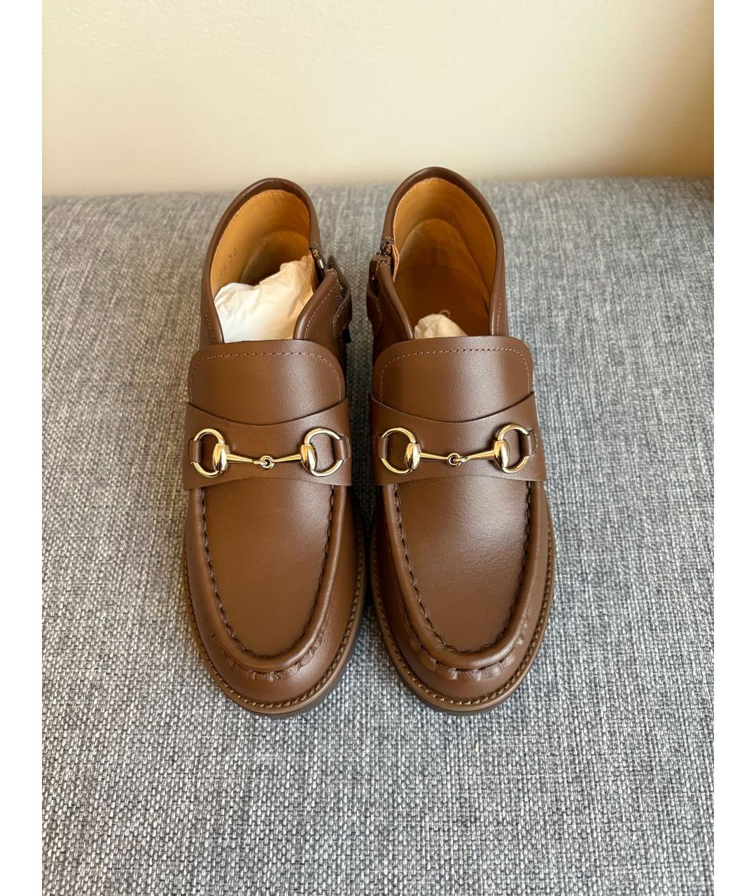 GUCCI KIDS Коричневые кожаные ботинки, фото 3