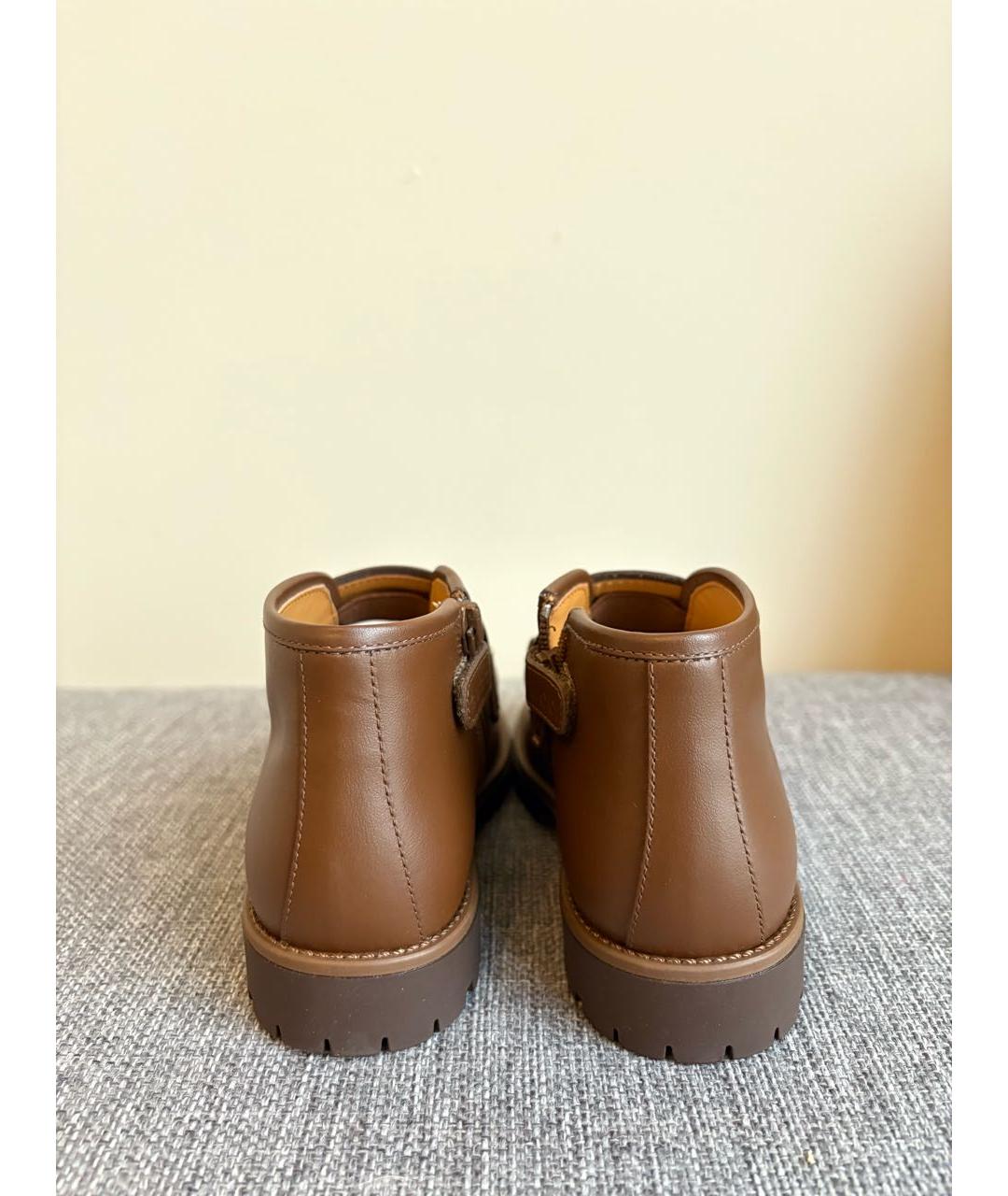 GUCCI KIDS Коричневые кожаные ботинки, фото 4
