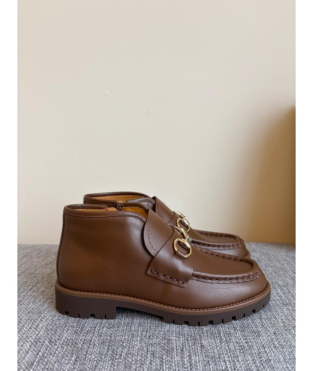GUCCI KIDS Коричневые кожаные ботинки, фото 6