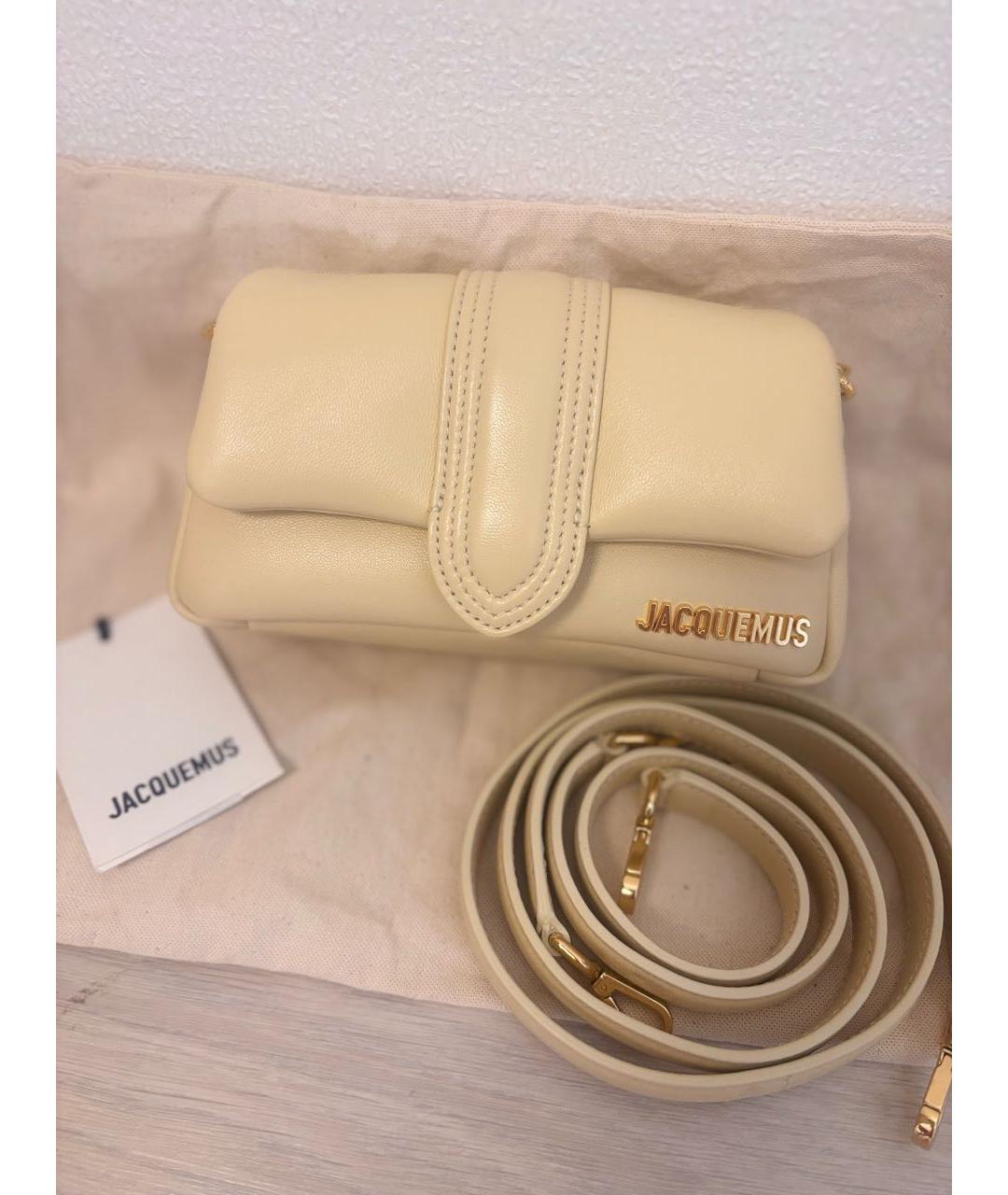 JACQUEMUS Бежевая кожаная сумка через плечо, фото 5