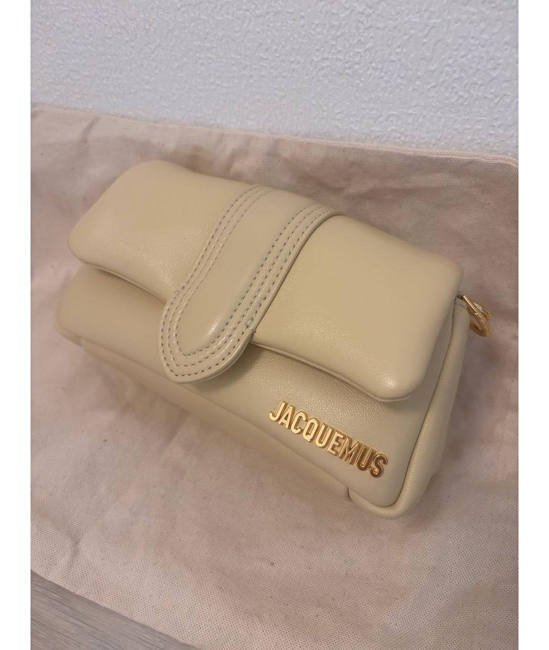 JACQUEMUS Бежевая кожаная сумка через плечо, фото 2