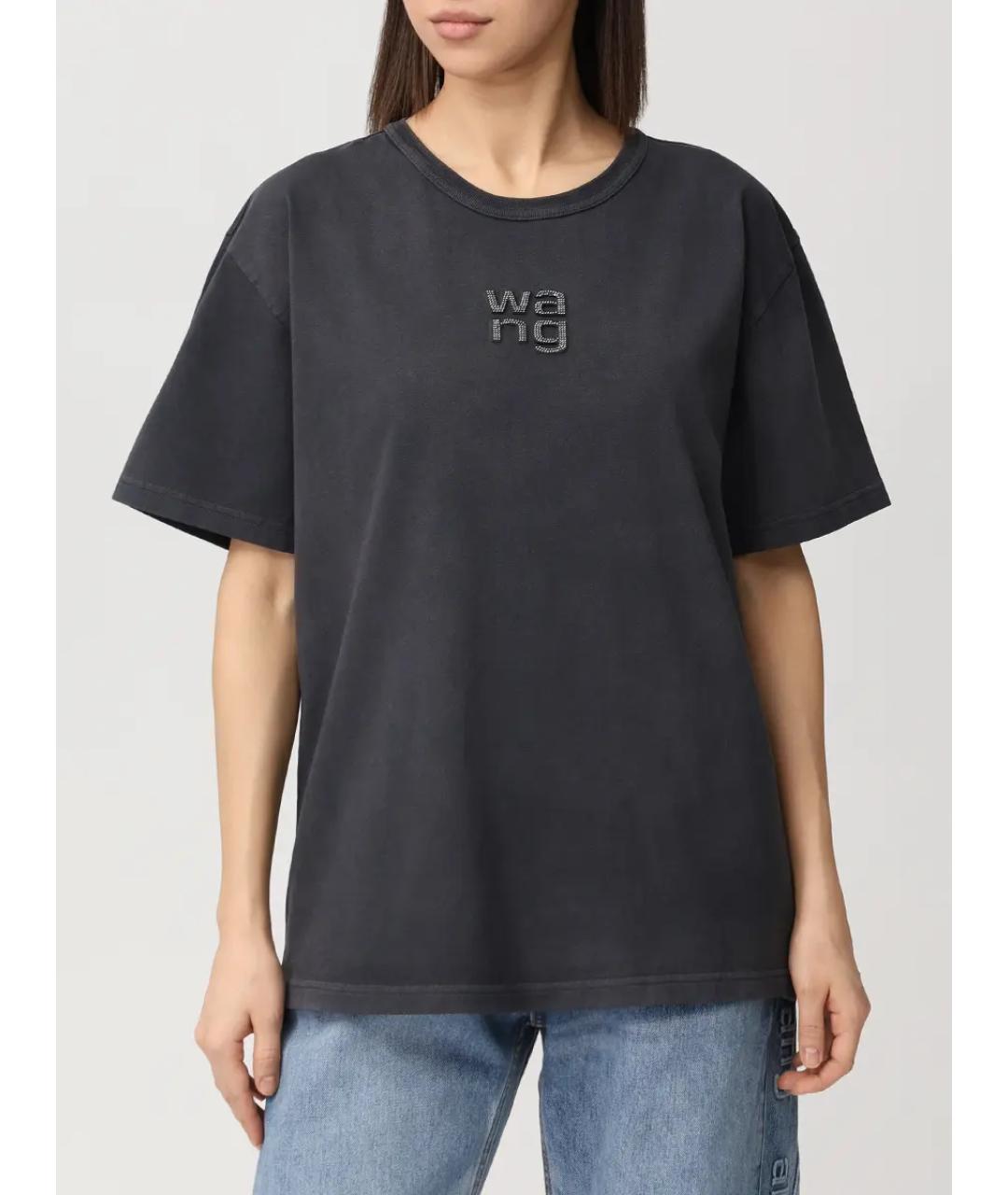 ALEXANDER WANG Серая хлопковая футболка, фото 4