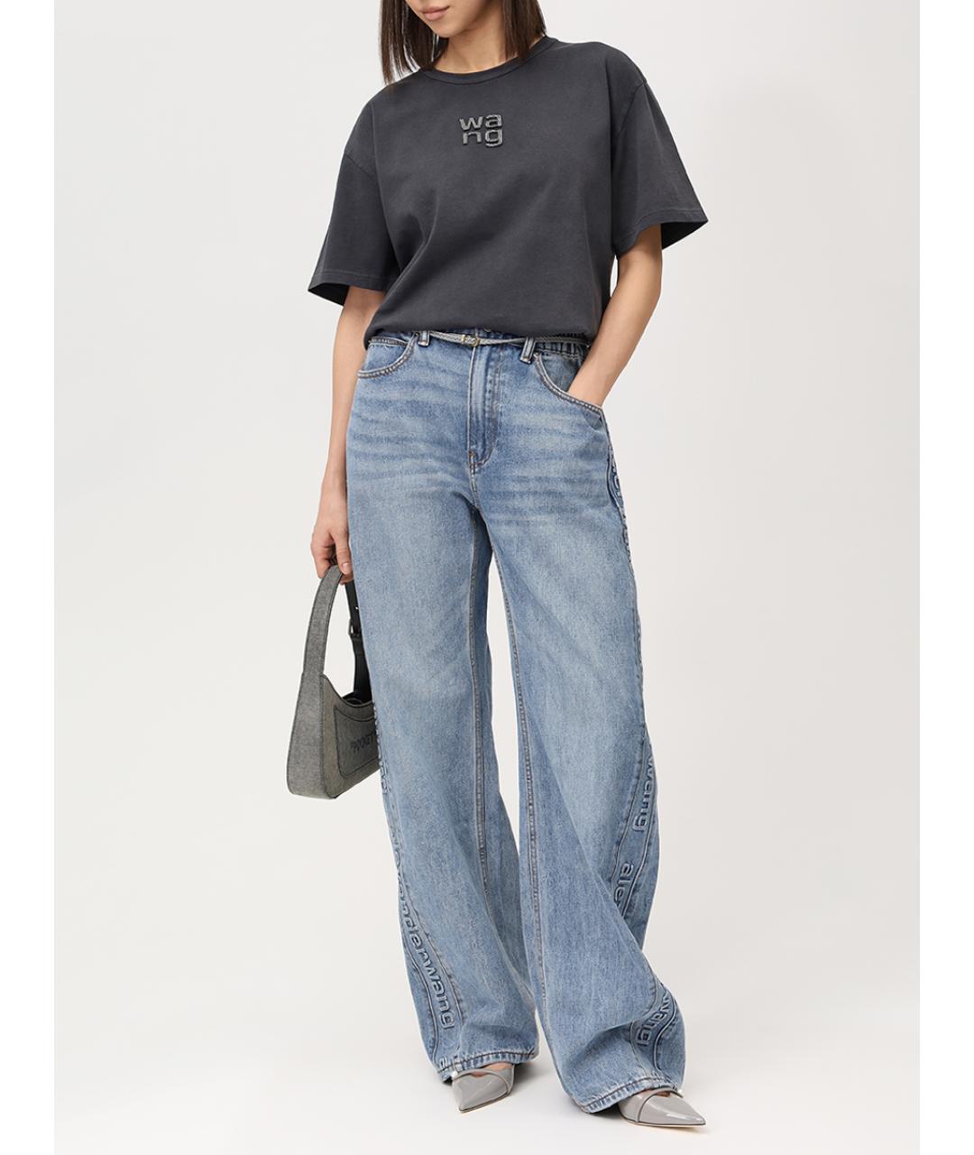 ALEXANDER WANG Серая хлопковая футболка, фото 2