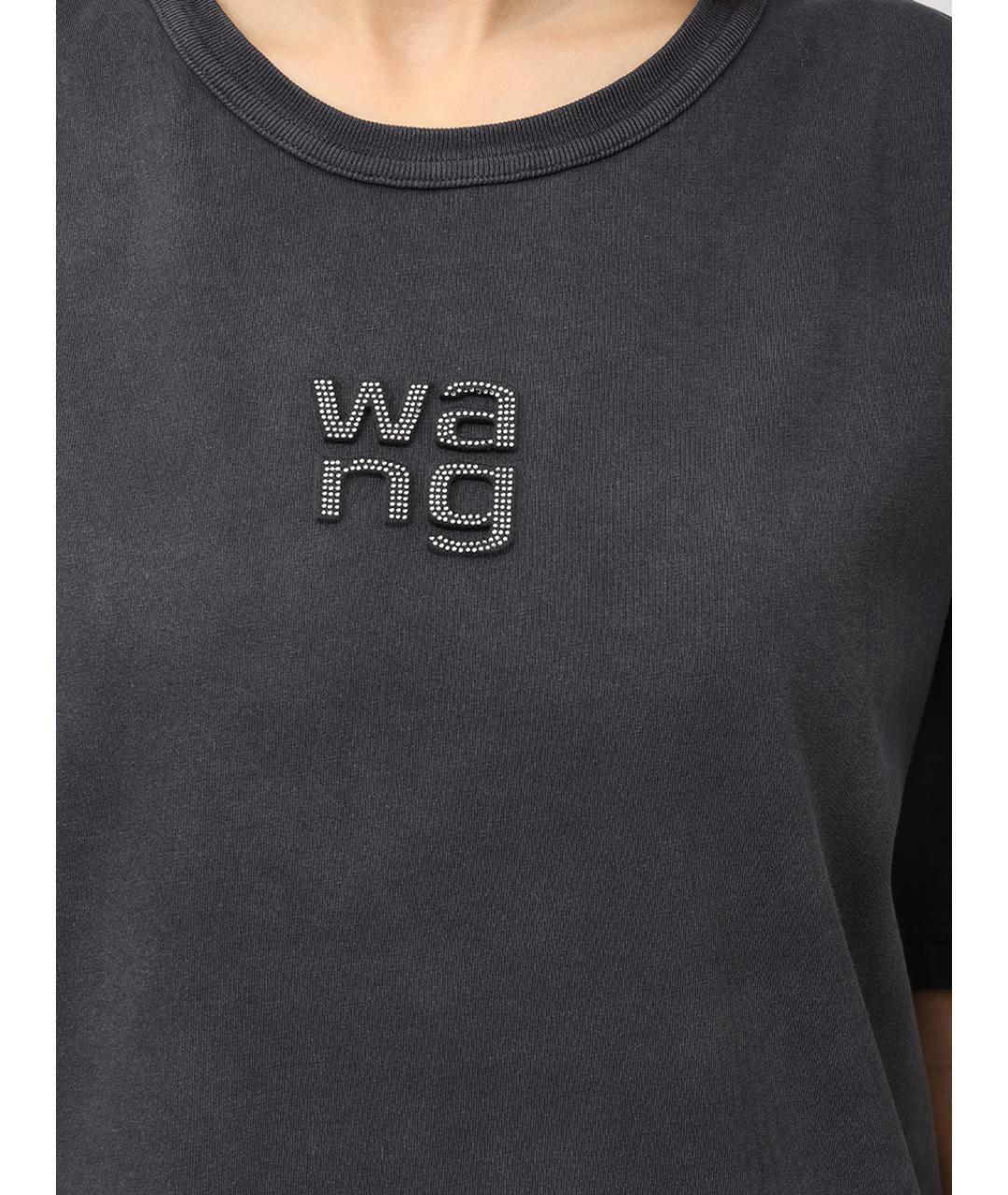 ALEXANDER WANG Серая хлопковая футболка, фото 5