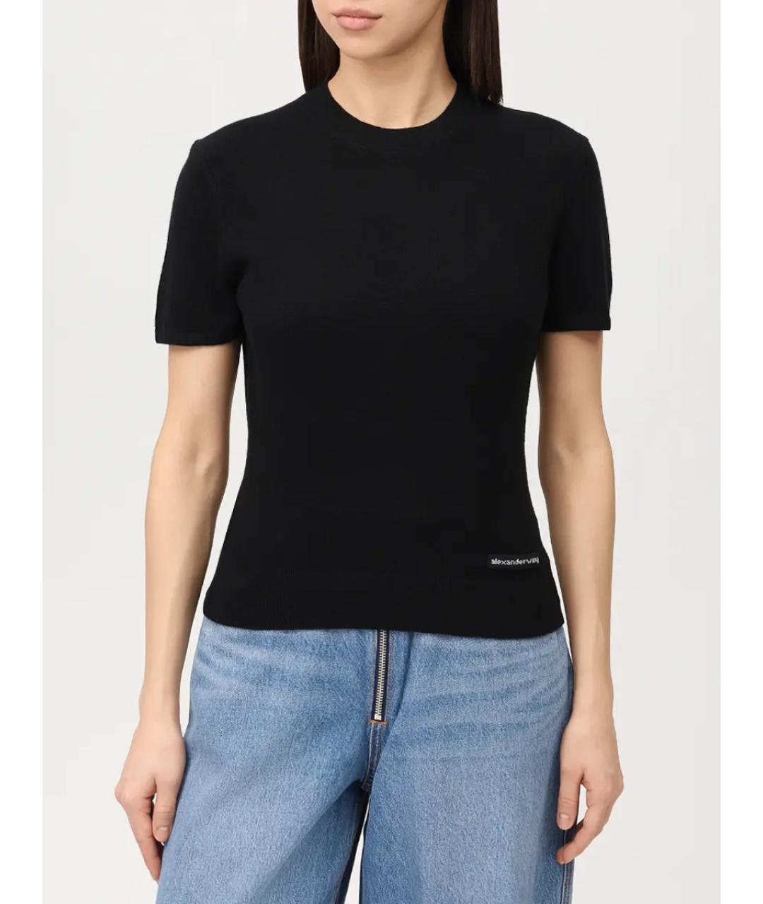 ALEXANDER WANG Черная шерстяная футболка, фото 4