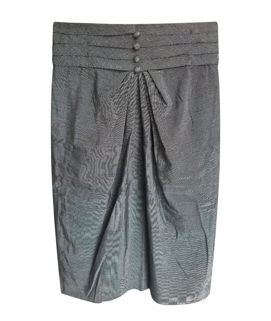 EMPORIO ARMANI Серебряная хлопковая юбка мини, фото 1