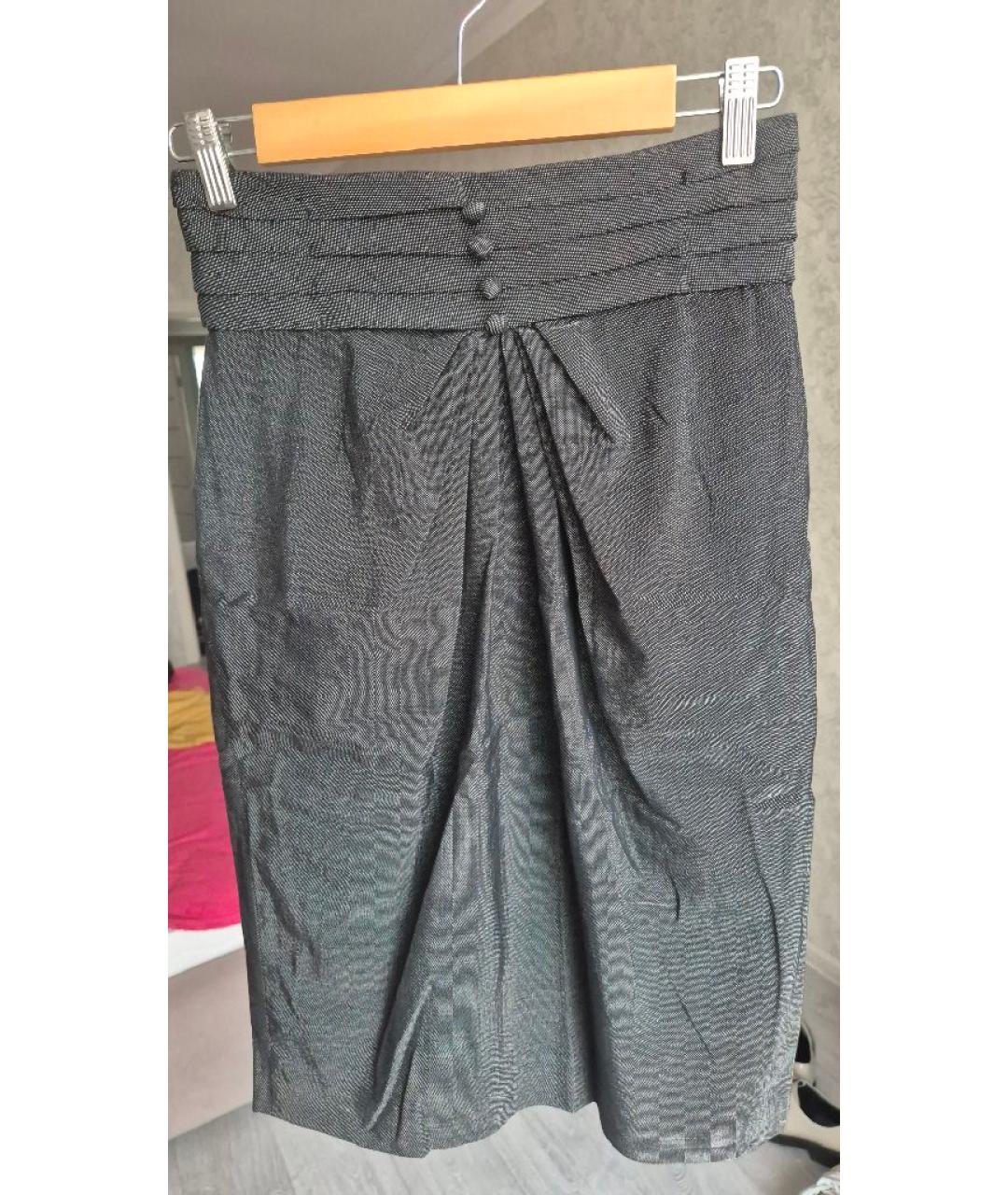 EMPORIO ARMANI Серебряная хлопковая юбка мини, фото 3