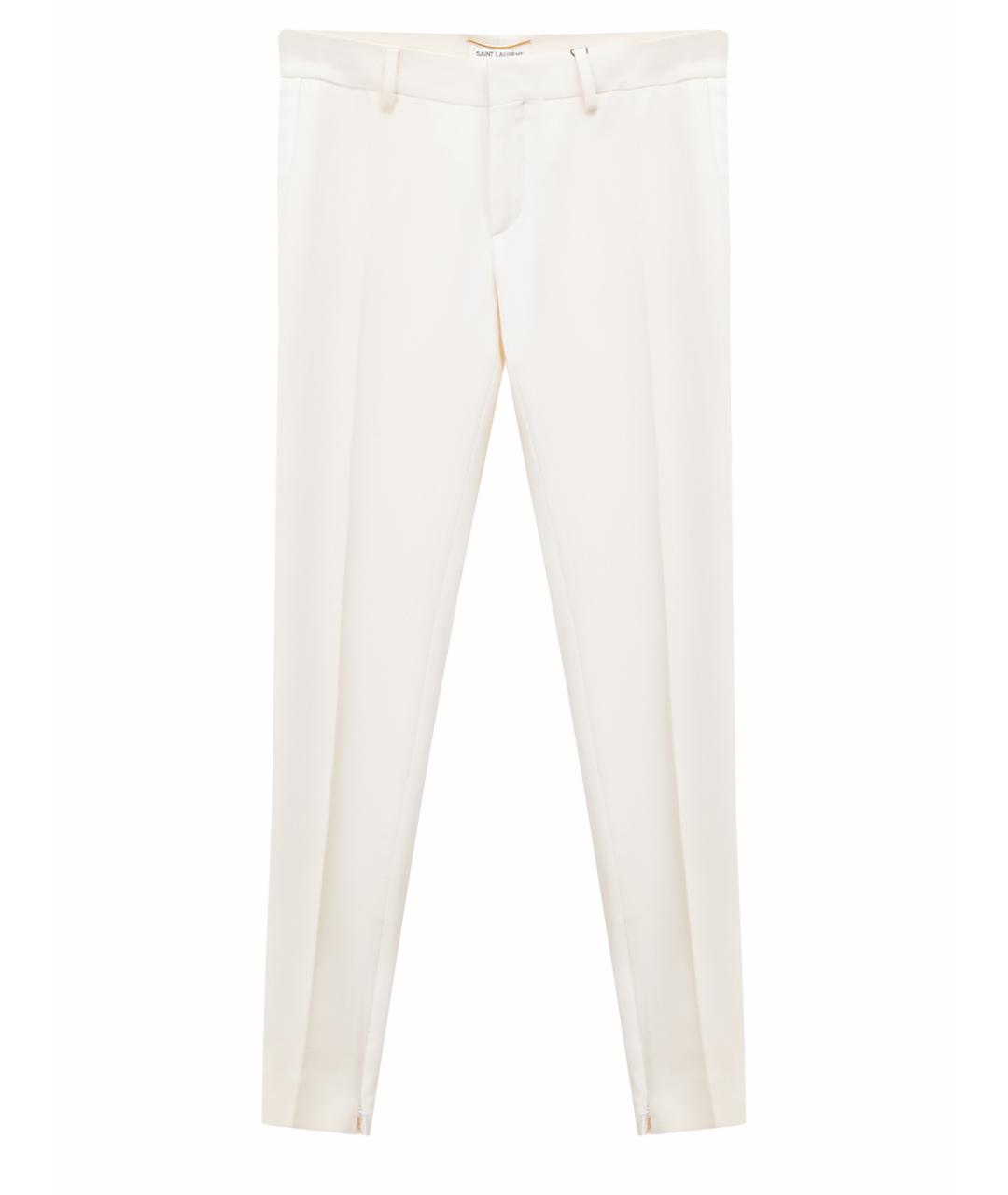 SAINT LAURENT Белые шерстяные брюки узкие, фото 1