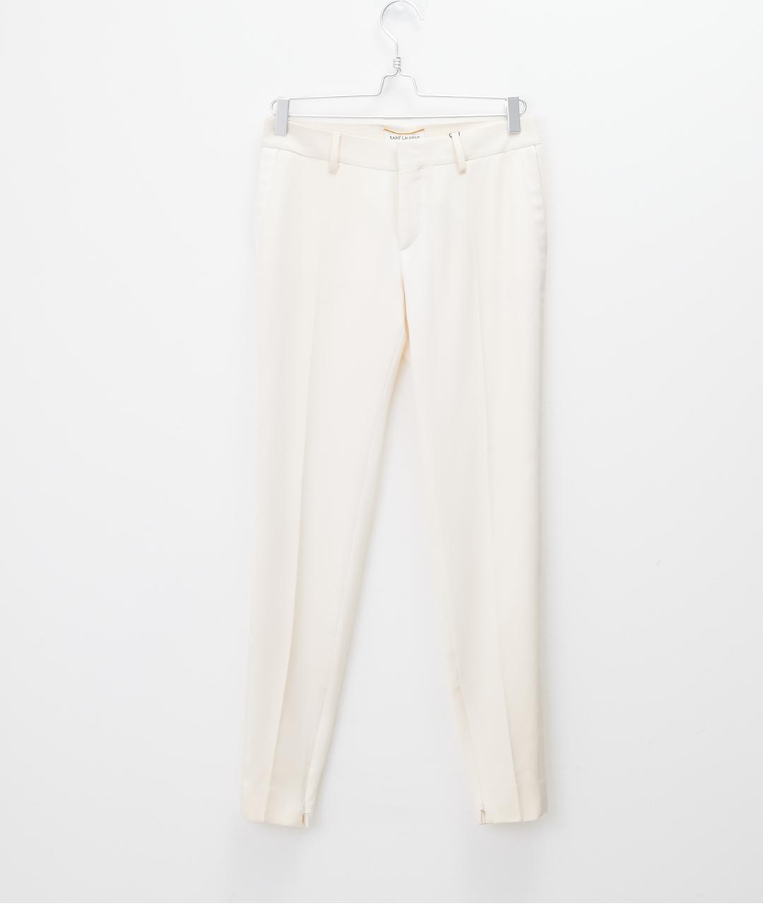 SAINT LAURENT Белые шерстяные брюки узкие, фото 6