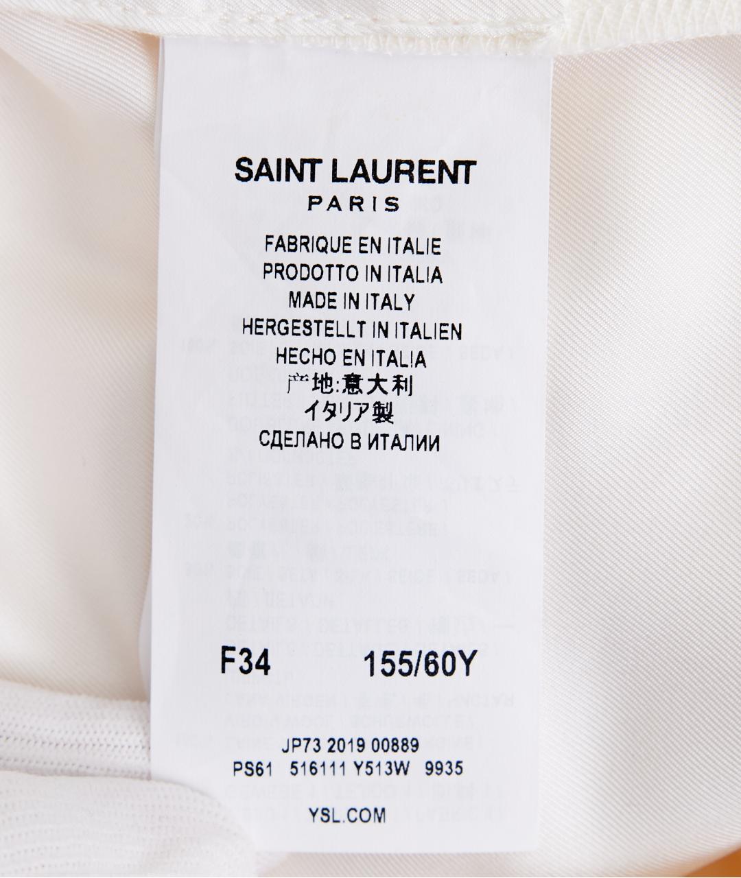 SAINT LAURENT Белые шерстяные брюки узкие, фото 4