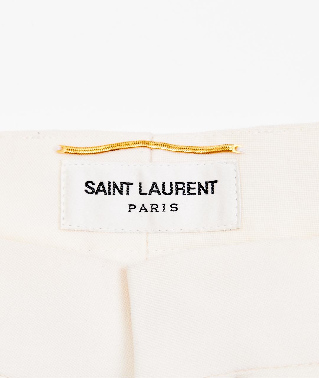SAINT LAURENT Белые шерстяные брюки узкие, фото 3