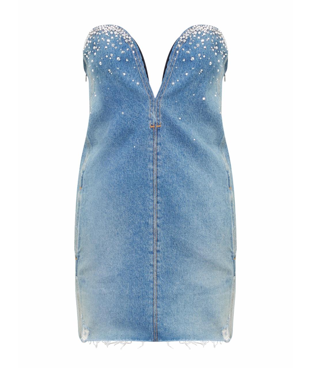 SAINT LAURENT Голубое хлопковое коктейльное платье, фото 1