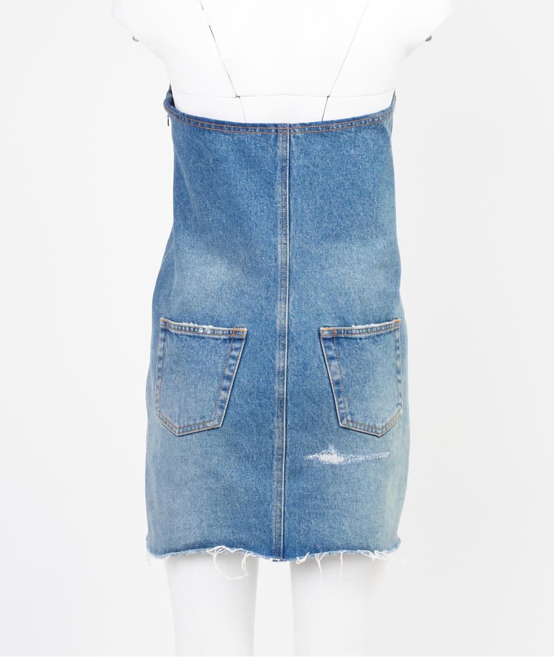 SAINT LAURENT Голубое хлопковое коктейльное платье, фото 2