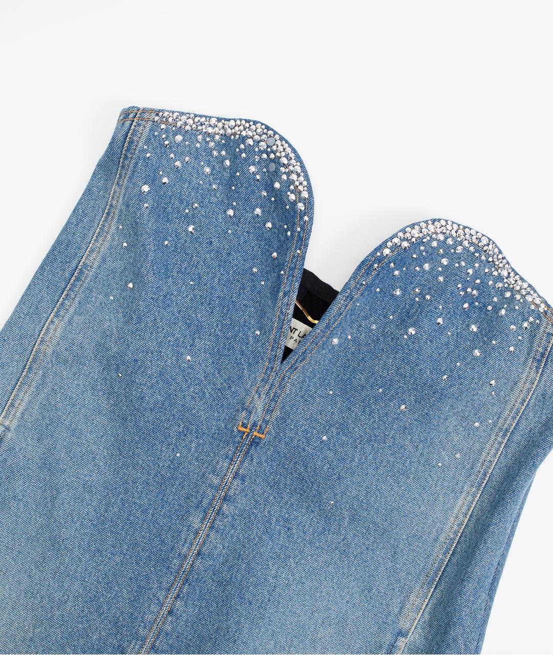 SAINT LAURENT Голубое хлопковое коктейльное платье, фото 3