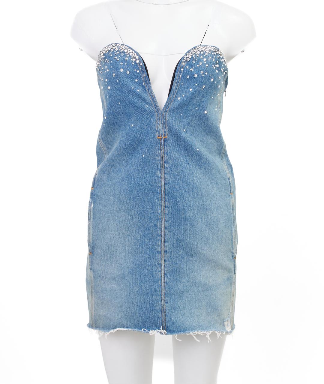 SAINT LAURENT Голубое хлопковое коктейльное платье, фото 6