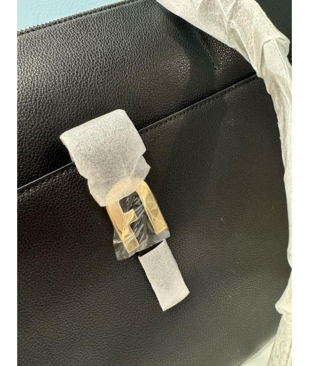 FURLA Черная кожаная сумка тоут, фото 5