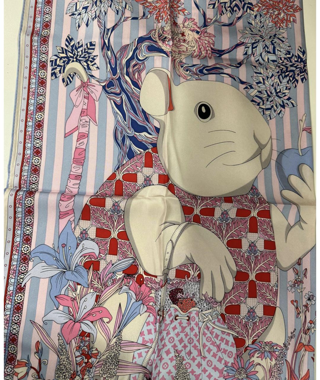 LOUIS VUITTON Розовый шелковый платок, фото 2