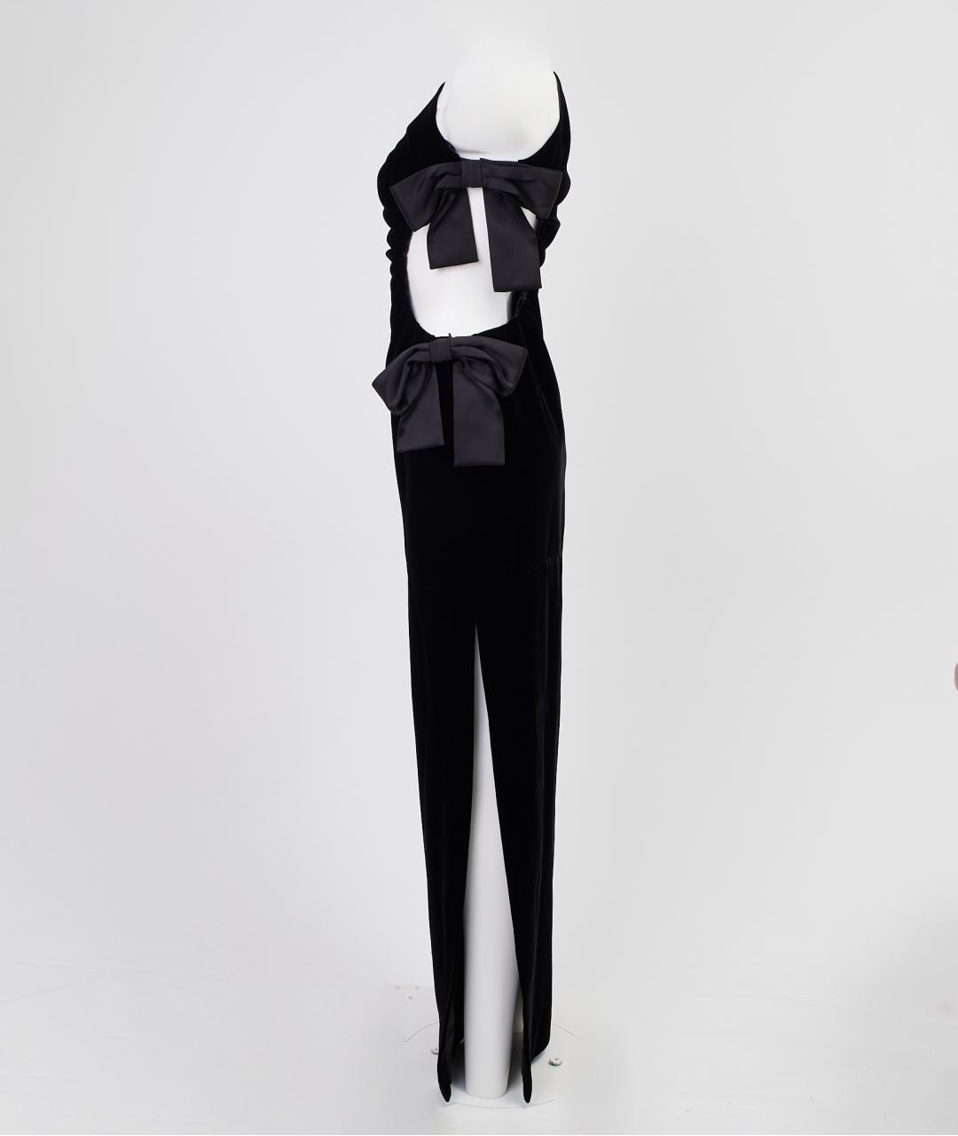 SAINT LAURENT Черное вискозное вечернее платье, фото 2