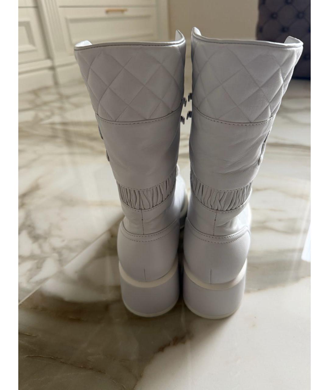 CHANEL Белые кожаные ботинки, фото 7