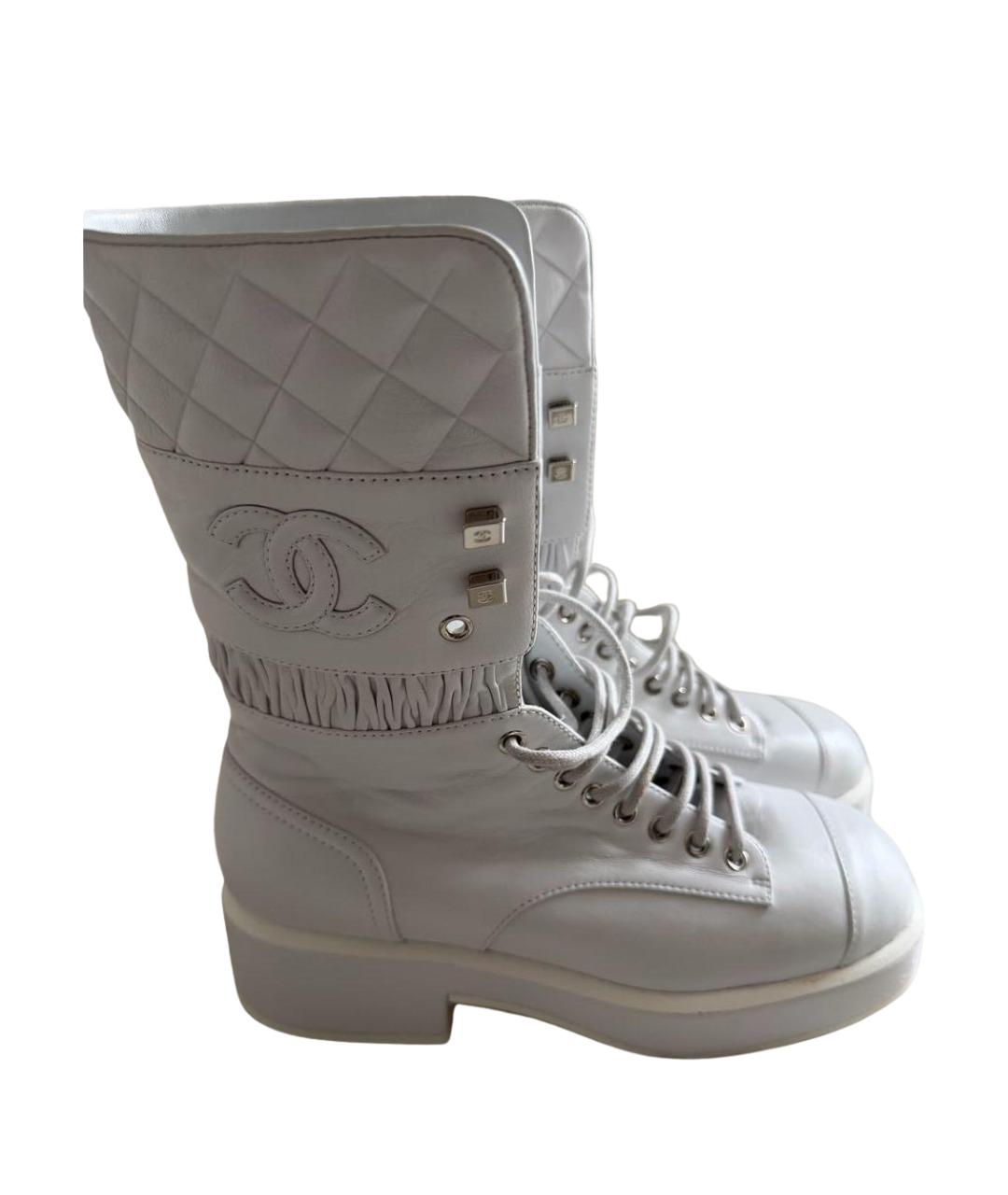 CHANEL Белые кожаные ботинки, фото 1