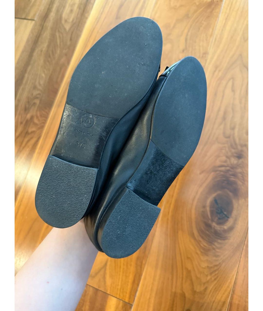 CHANEL Черные кожаные балетки, фото 4