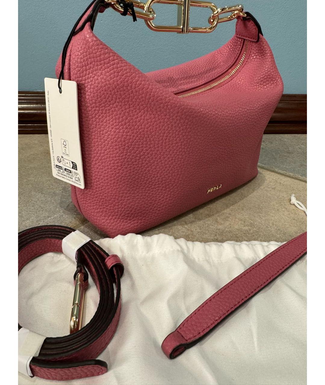 FURLA Розовая кожаная сумка с короткими ручками, фото 2