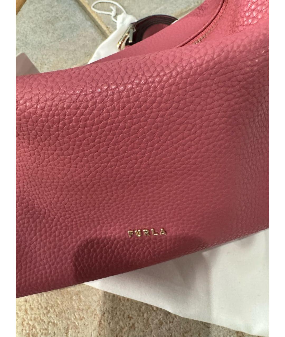 FURLA Розовая кожаная сумка с короткими ручками, фото 5