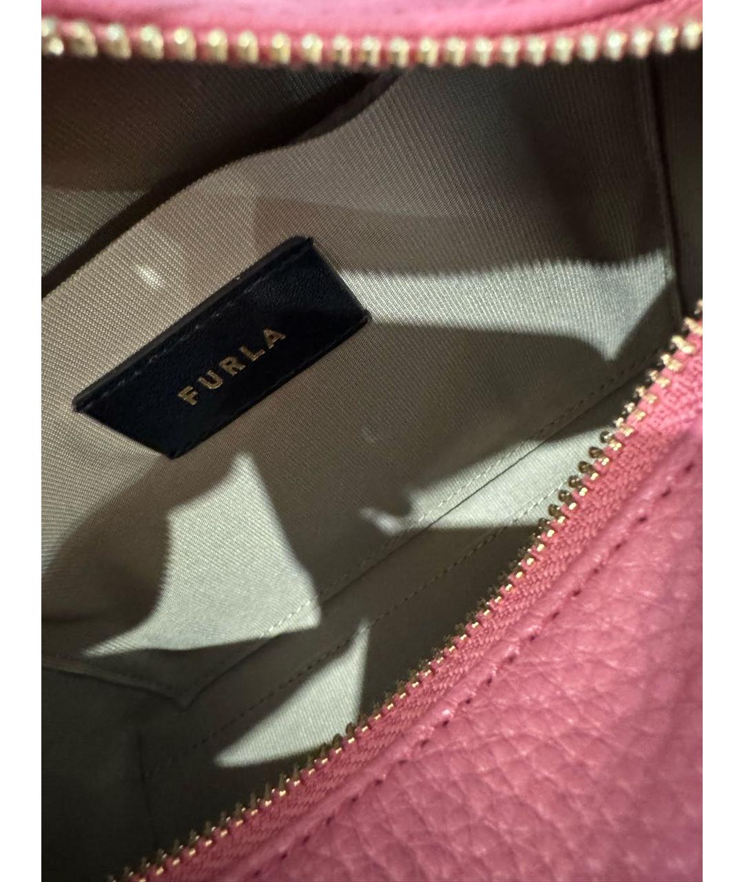 FURLA Розовая кожаная сумка с короткими ручками, фото 4