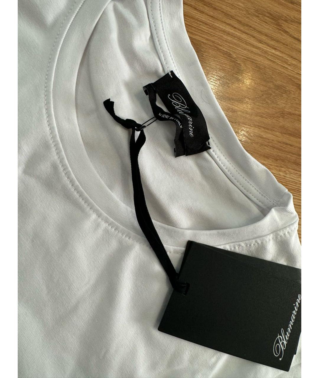 BLUMARINE Белая хлопко-эластановая футболка, фото 3