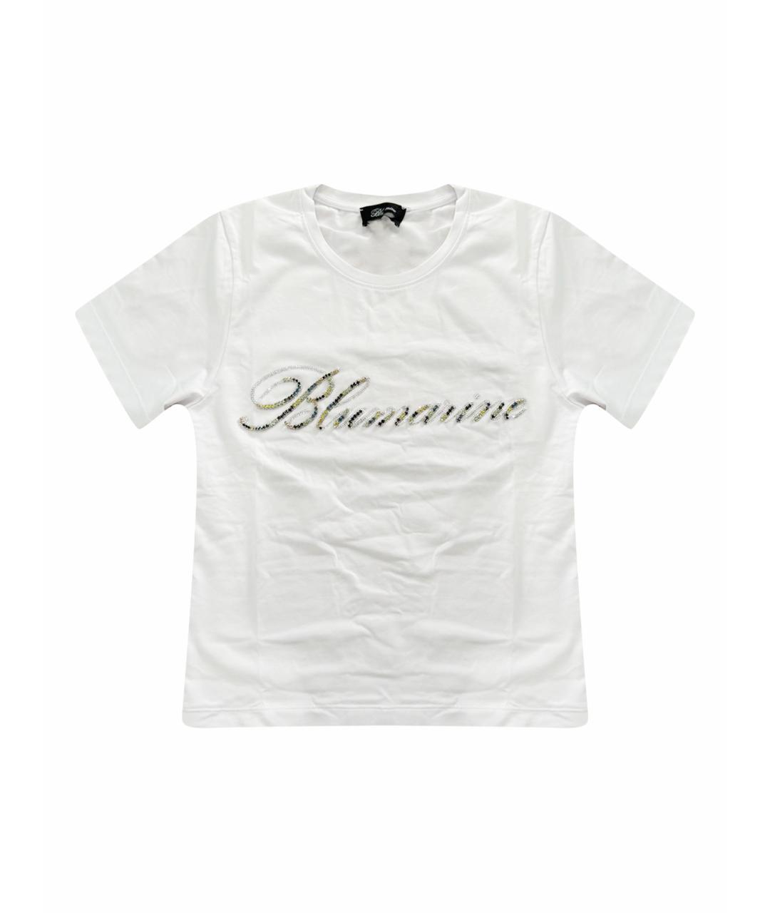 BLUMARINE Белая хлопко-эластановая футболка, фото 1