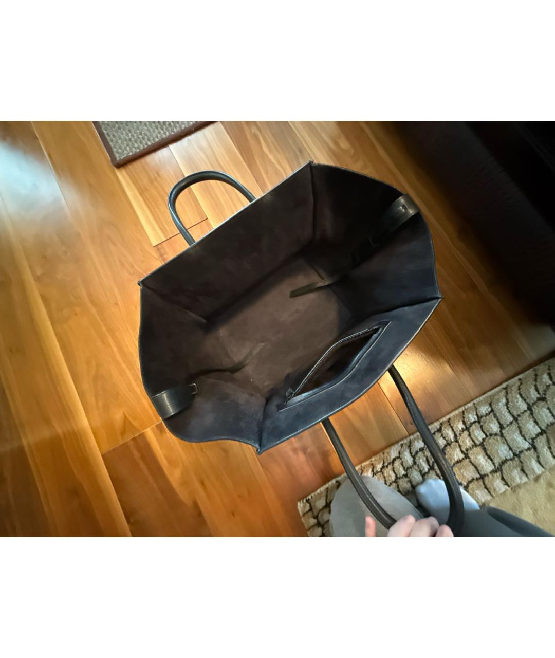 CELINE Черная кожаная сумка тоут, фото 4