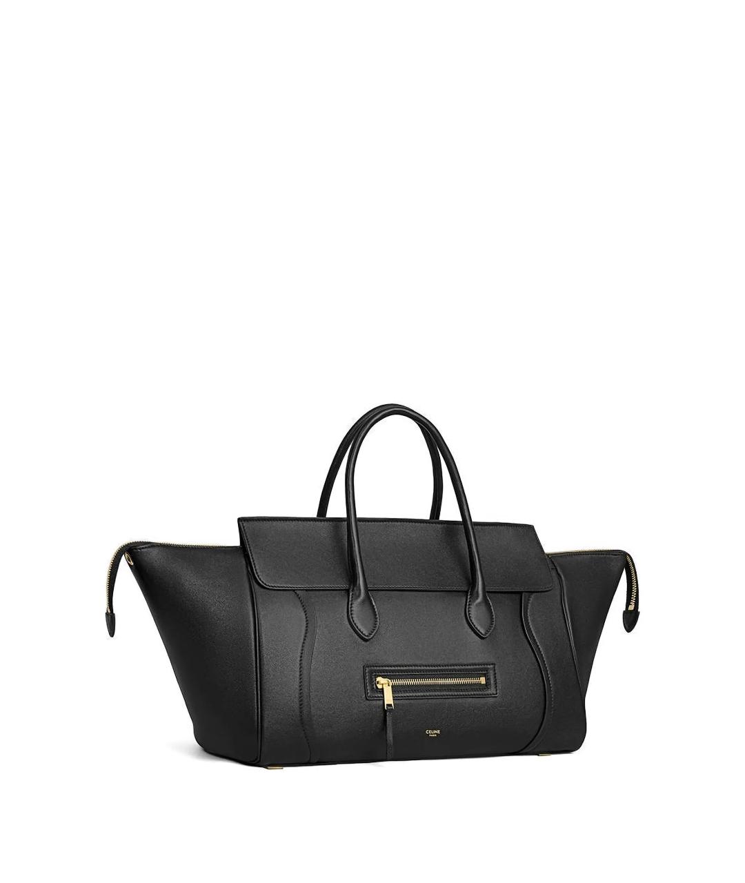 CELINE Черная кожаная сумка тоут, фото 3