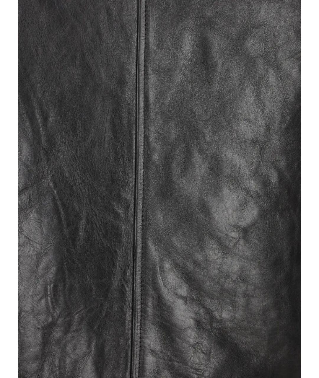 SAINT LAURENT Черная кожаная юбка миди, фото 3