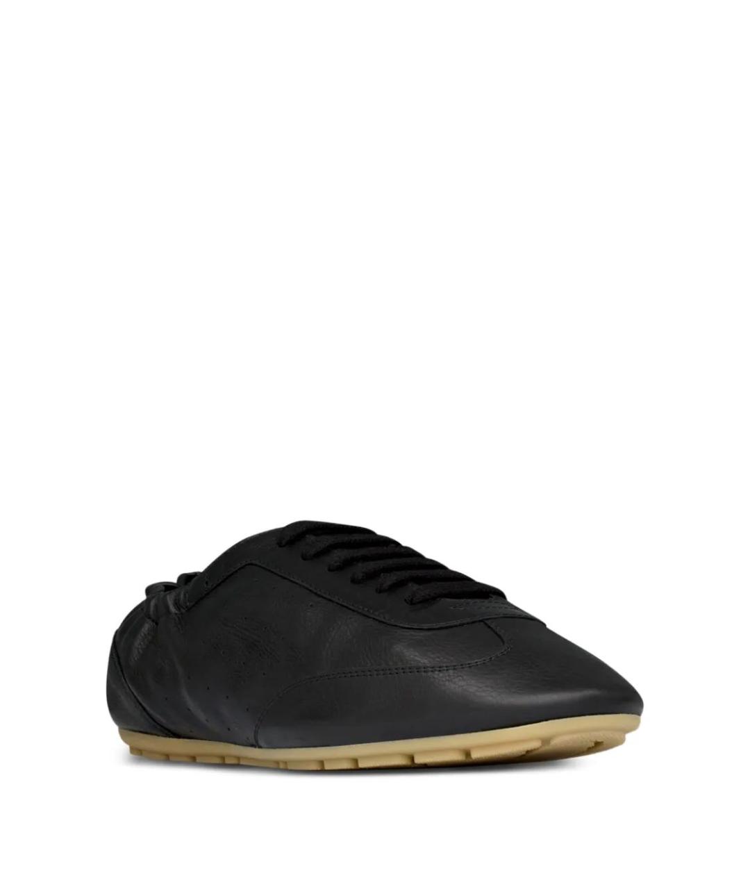 SAINT LAURENT Черные кожаные низкие кроссовки / кеды, фото 2