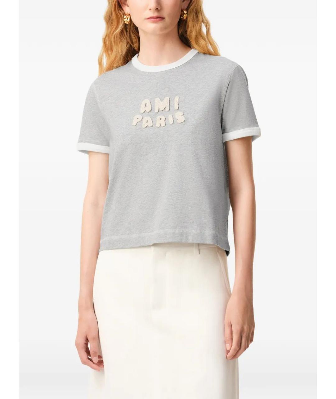 Ami Paris Серая хлопковая футболка, фото 3