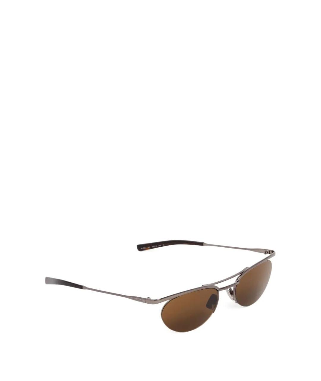 SAINT LAURENT Коричневые металлические солнцезащитные очки, фото 2