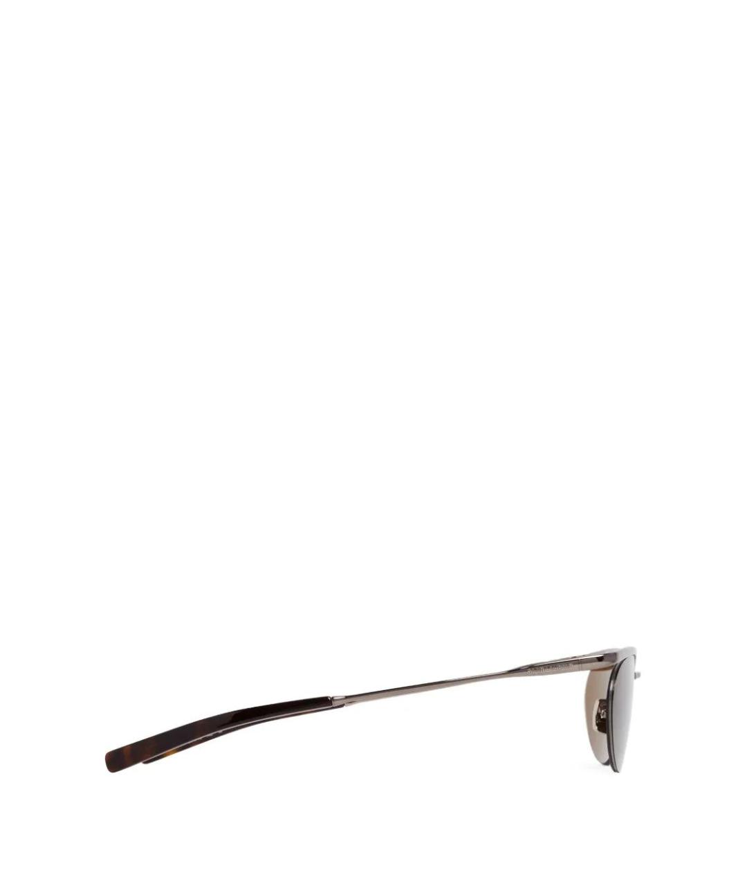 SAINT LAURENT Коричневые металлические солнцезащитные очки, фото 3