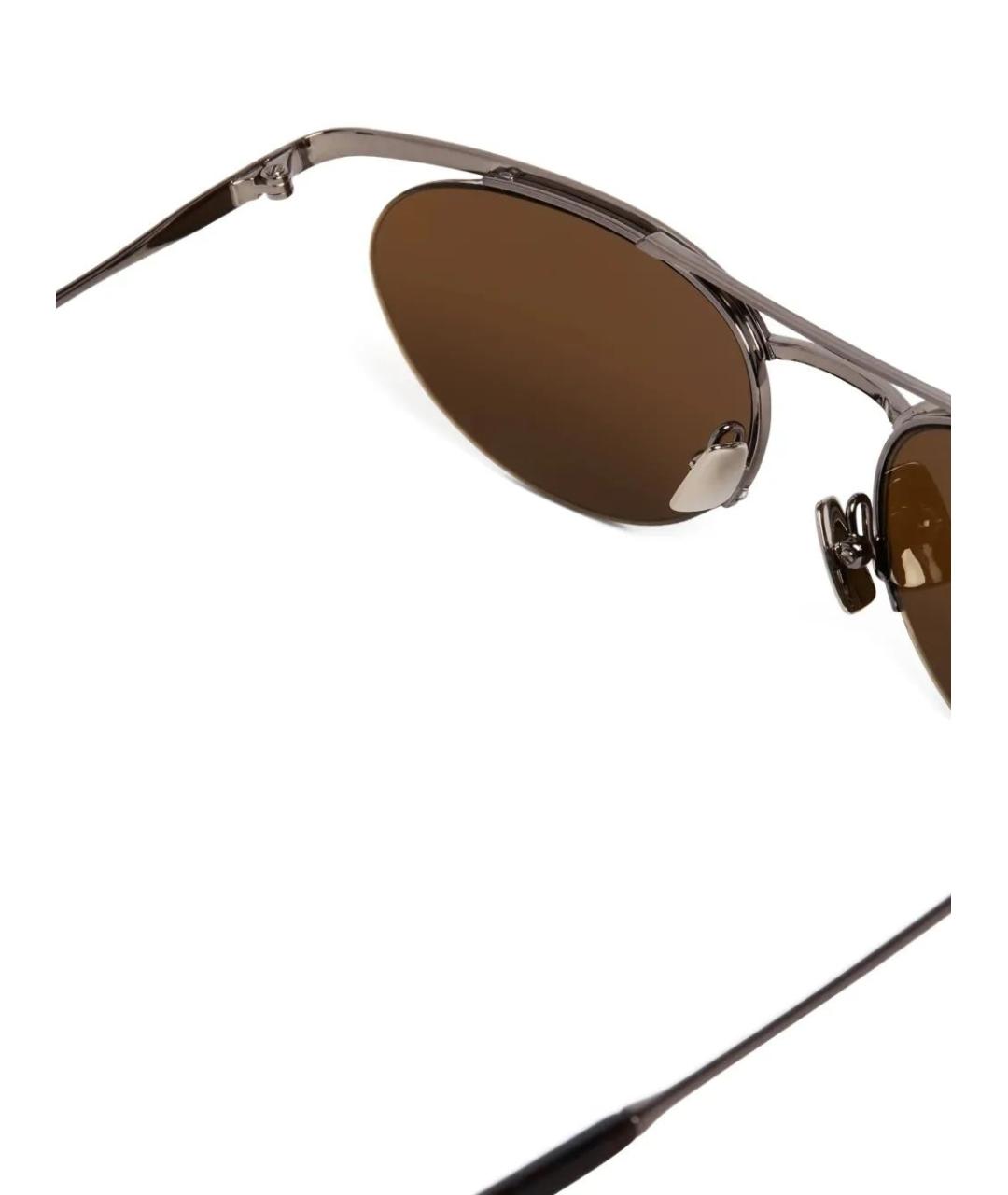 SAINT LAURENT Коричневые металлические солнцезащитные очки, фото 4