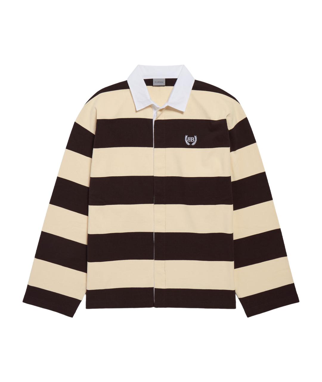 BALENCIAGA Коричневое хлопковое поло с длинным рукавом, фото 1